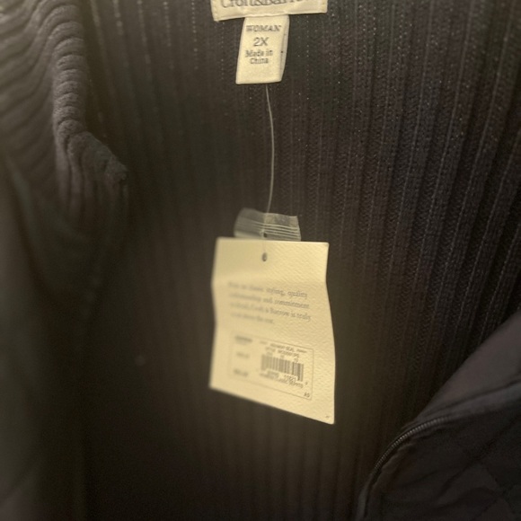 Croft & Barrow Navy Blue  Zipped Sweater with  Puffer Sleeves - Picture 4 of 15